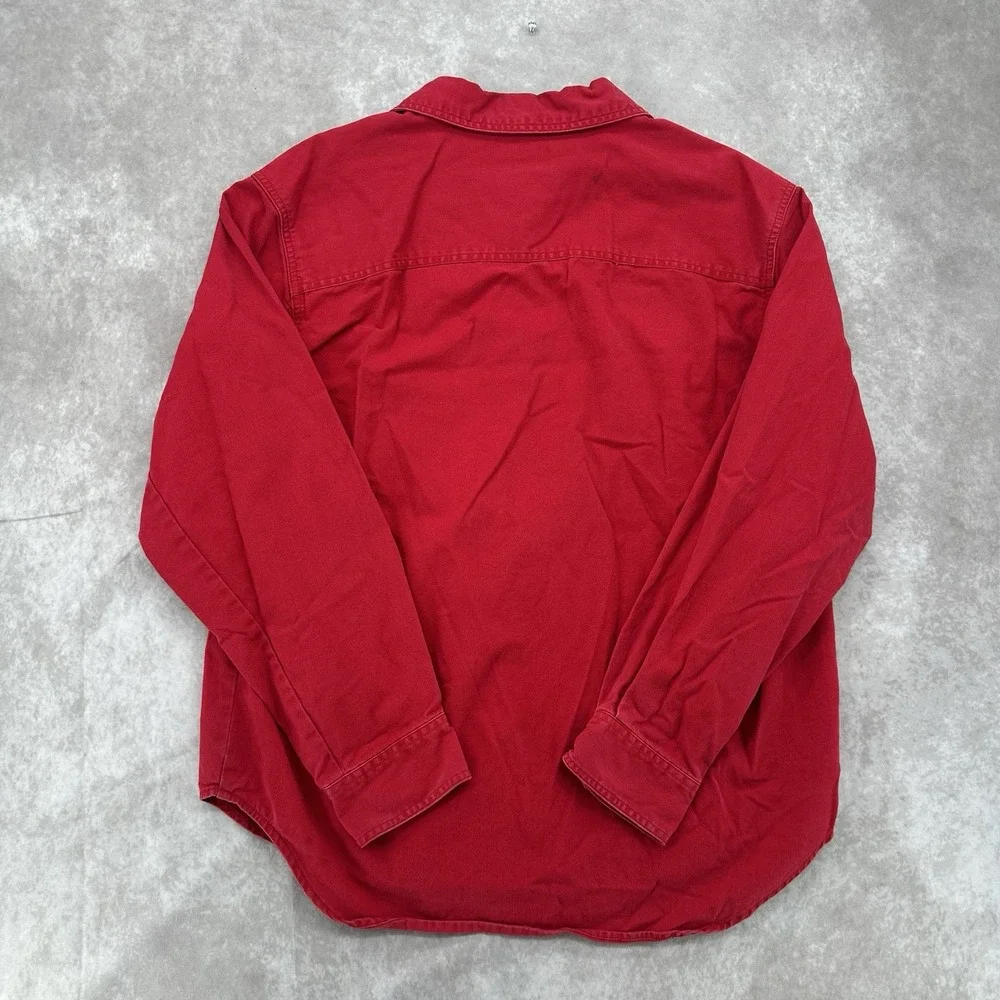 Levi's Red Cotton Denim Jean Western Cowboy Button Down Shirt Men's L